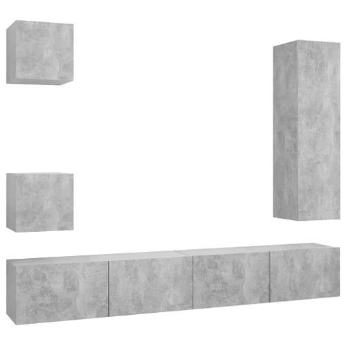 Ensemble de meuble TV 5 pcs Gris béton 9 - Photo n°2; ?>