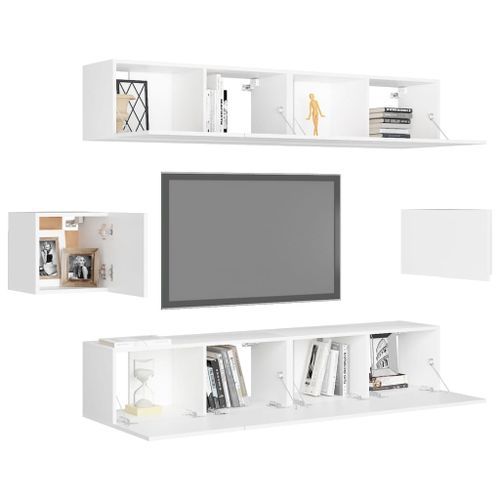 Ensemble de meuble TV 6 pcs Blanc 12 - Photo n°3; ?>