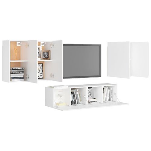 Ensemble de meuble TV 6 pcs Blanc 9 - Photo n°3; ?>