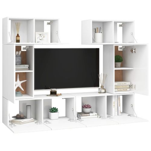 Ensemble de meuble TV 6 pcs Blanc 11 - Photo n°3; ?>