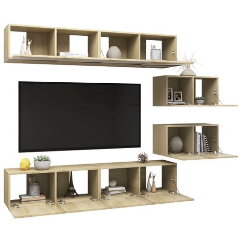 Ensemble de meuble TV 6 pcs Chêne sonoma 14 - Photo n°3; ?>