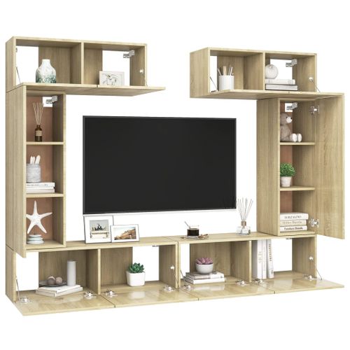 Ensemble de meuble TV 6 pcs Chêne sonoma 4 - Photo n°3; ?>