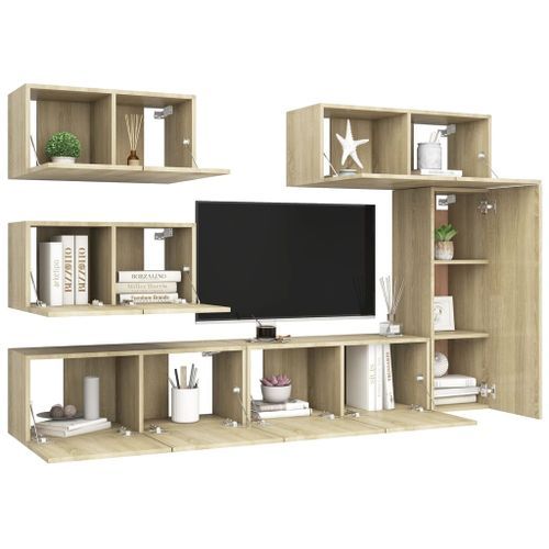 Ensemble de meuble TV 6 pcs Chêne sonoma 7 - Photo n°3; ?>