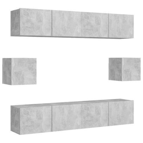 Ensemble de meuble TV 6 pcs Gris béton 5 - Photo n°2; ?>