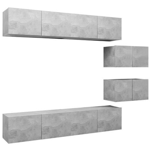 Ensemble de meuble TV 6 pcs Gris béton 11 - Photo n°2; ?>