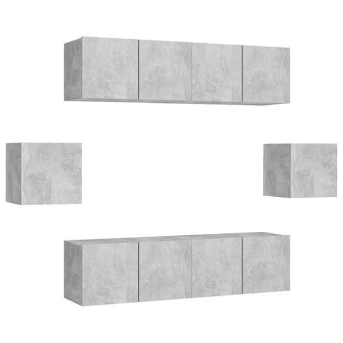 Ensemble de meuble TV 6 pcs Gris béton 2 - Photo n°2; ?>