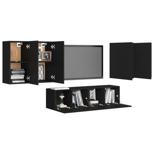 Ensemble de meuble TV 6 pcs Noir 12 - Photo n°3; ?>