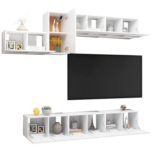 Ensemble de meuble TV 7 pcs Blanc 4 - Photo n°3; ?>