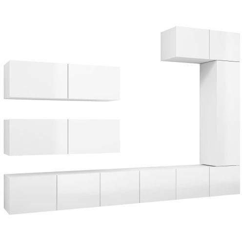 Ensemble de meuble TV 7 pcs Blanc brillant 8 - Photo n°2; ?>