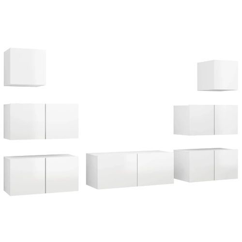 Ensemble de meuble TV 7 pcs Blanc brillant - Photo n°2; ?>