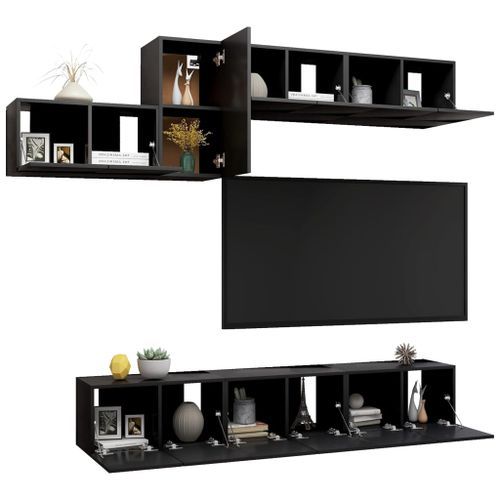 Ensemble de meuble TV 7 pcs Noir 6 - Photo n°3; ?>