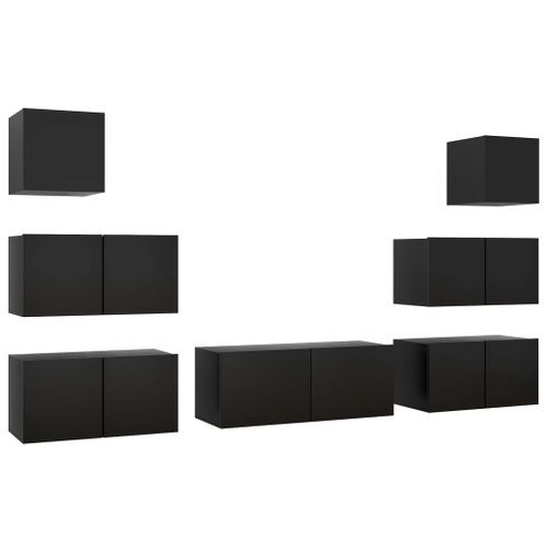 Ensemble de meuble TV 7 pcs Noir 7 - Photo n°2; ?>