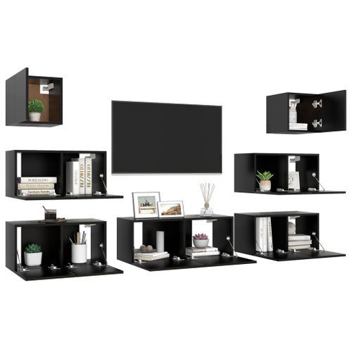 Ensemble de meuble TV 7 pcs Noir 7 - Photo n°3; ?>