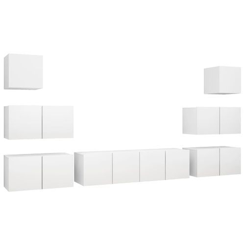 Ensemble de meuble TV 8 pcs Blanc 5 - Photo n°2; ?>