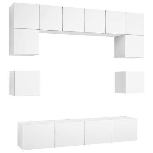 Ensemble de meuble TV 8 pcs Blanc 6 - Photo n°2; ?>