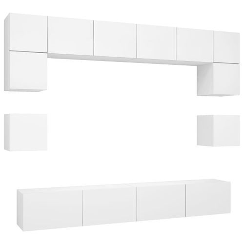 Ensemble de meuble TV 8 pcs Blanc 7 - Photo n°2; ?>