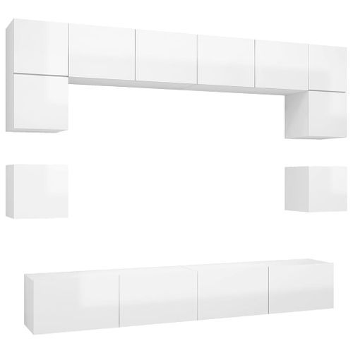 Ensemble de meuble TV 8 pcs Blanc brillant 5 - Photo n°2; ?>