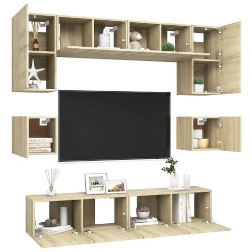 Ensemble de meuble TV 8 pcs Chêne sonoma 4 - Photo n°3; ?>