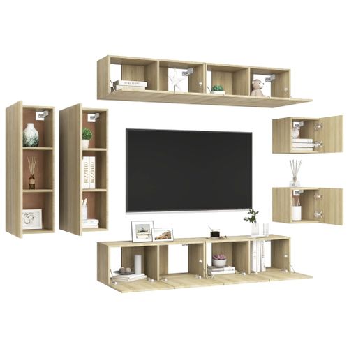 Ensemble de meuble TV 8 pcs Chêne sonoma 7 - Photo n°3; ?>