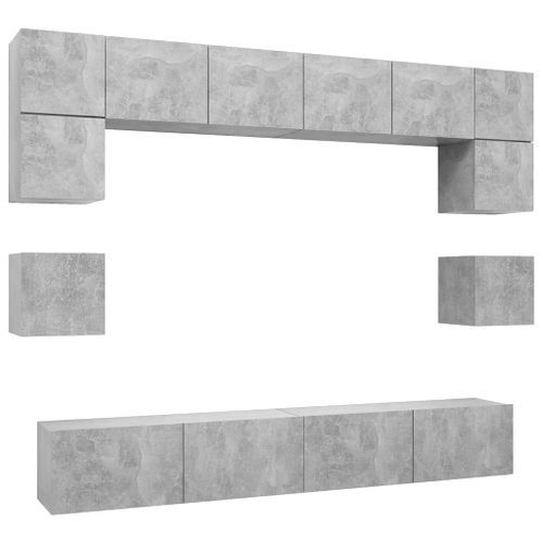 Ensemble de meuble TV 8 pcs Gris béton 9 - Photo n°2; ?>