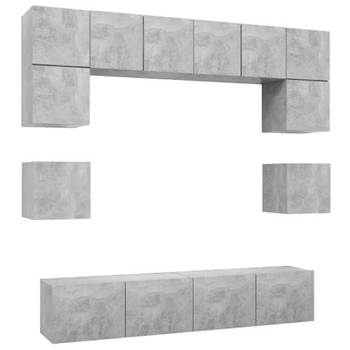 Ensemble de meuble TV 8 pcs Gris béton 3 - Photo n°2; ?>