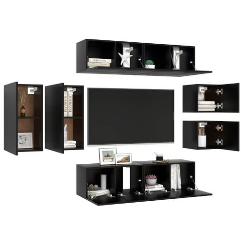 Ensemble de meuble TV 8 pcs Noir 8 - Photo n°3; ?>