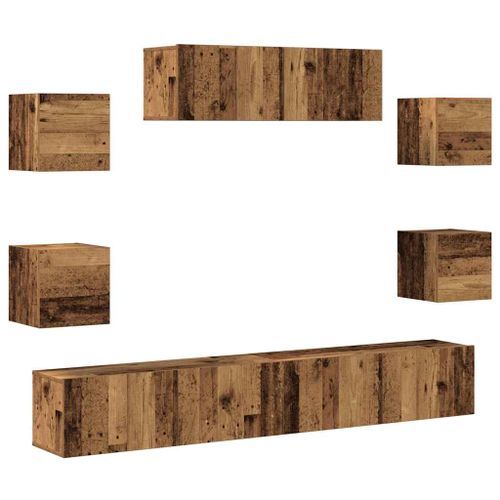 Ensemble de meuble TV mural 7 pcs vieux bois bois d'ingénierie - Photo n°2; ?>