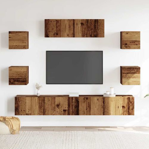 Ensemble de meuble TV mural 7 pcs vieux bois bois d'ingénierie - Photo n°3; ?>