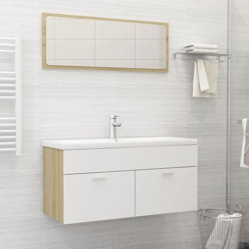 Ensemble de meubles de bain 2 pcs Blanc/chêne sonoma 11 - Photo n°2; ?>