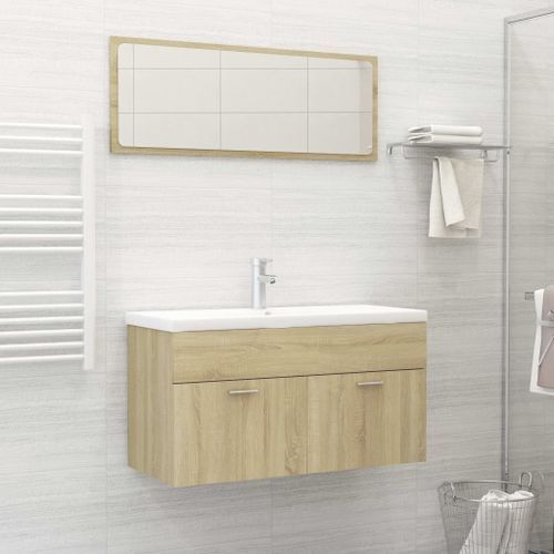 Ensemble de meubles de bain 2 pcs Chêne sonoma 10 - Photo n°2; ?>