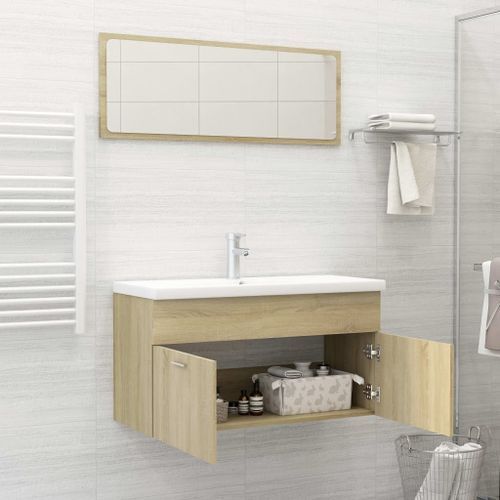 Ensemble de meubles de bain 2 pcs Chêne sonoma 10 - Photo n°3; ?>