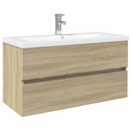 Ensemble de meubles de bain 2pcs céramique et bois d'ingénierie - Photo n°2; ?>