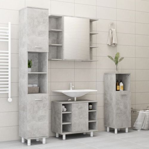 Ensemble de meubles de bain 3 pcs Gris béton 5 - Photo n°3; ?>