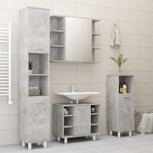 Ensemble de meubles de bain 3 pcs Gris béton 3 - Photo n°3; ?>