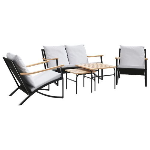 Ensemble de meubles de balcon avec coussins 5 pcs noir acier - Photo n°2; ?>