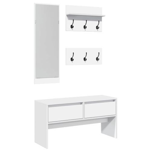 Ensemble de meubles de couloir 4 pcs blanc bois d'ingénierie - Photo n°2; ?>