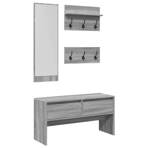 Ensemble de meubles de couloir 4pcs sonoma gris bois ingénierie - Photo n°2; ?>