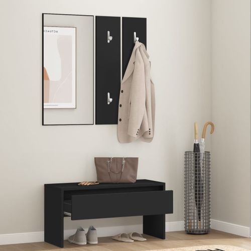Ensemble de meubles de couloir noir bois d'ingénierie - Photo n°3; ?>