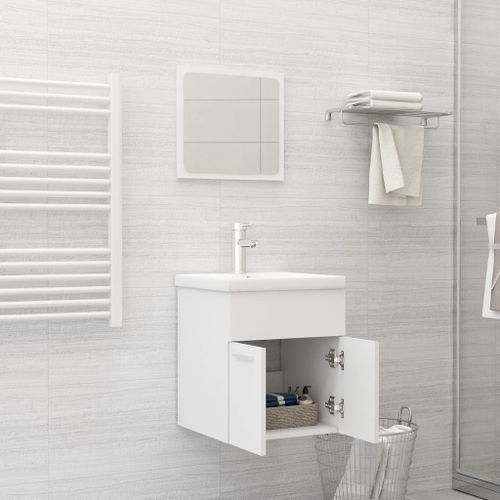 Ensemble de meubles de salle de bain 2 pcs Blanc 13 - Photo n°3; ?>