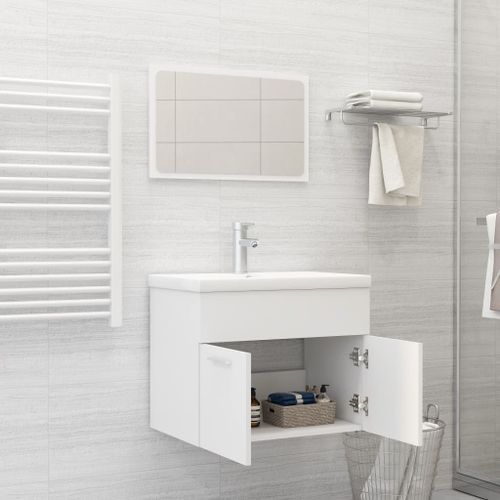 Ensemble de meubles de salle de bain 2 pcs Blanc 10 - Photo n°3; ?>