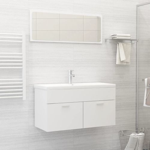 Ensemble de meubles de salle de bain 2 pcs Blanc 12 - Photo n°2; ?>