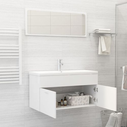 Ensemble de meubles de salle de bain 2 pcs Blanc 12 - Photo n°3; ?>