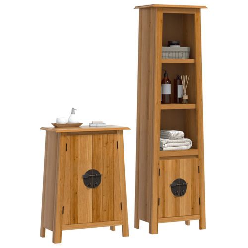 Ensemble de meubles de salle de bain 2 pcs bois de pin massif - Photo n°3; ?>