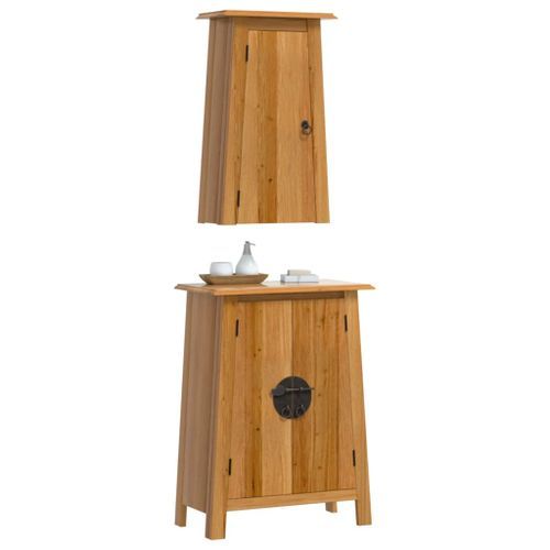 Ensemble de meubles de salle de bain 2 pcs bois de pin massif - Photo n°3; ?>