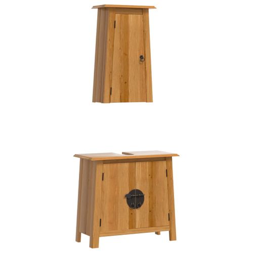 Ensemble de meubles de salle de bain 2 pcs bois de pin massif - Photo n°2; ?>