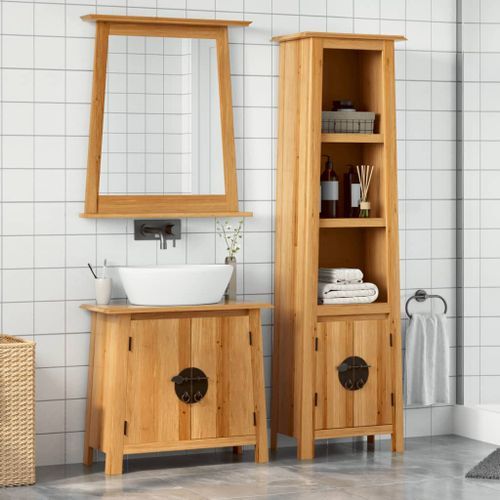 Ensemble de meubles de salle de bain 2 pcs bois de pin massif - Photo n°2; ?>