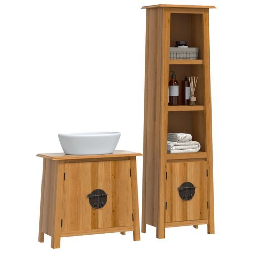 Ensemble de meubles de salle de bain 2 pcs bois de pin massif - Photo n°3; ?>