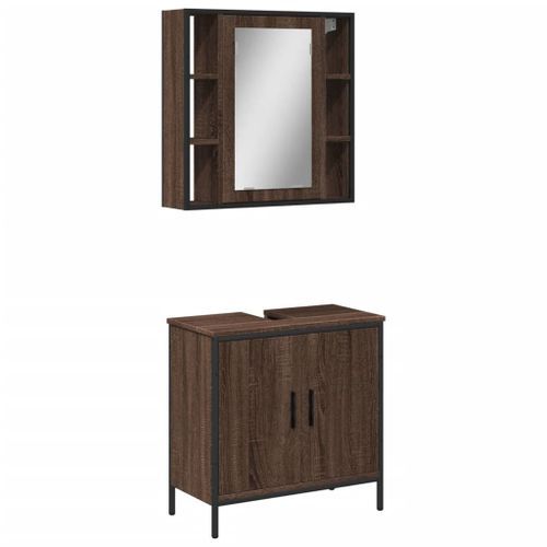 Ensemble de meubles de salle de bain 2 pcs Chêne marron - Photo n°2; ?>