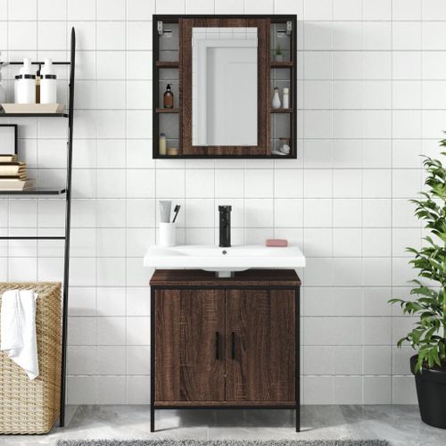 Ensemble de meubles de salle de bain 2 pcs Chêne marron - Photo n°3; ?>