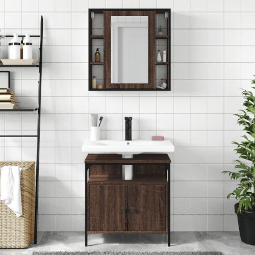 Ensemble de meubles de salle de bain 2 pcs Chêne marron - Photo n°3; ?>